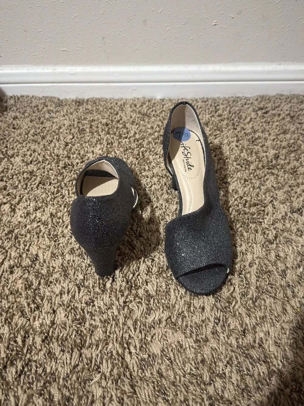 Life Stride Black Glitter D'Orsay Pump